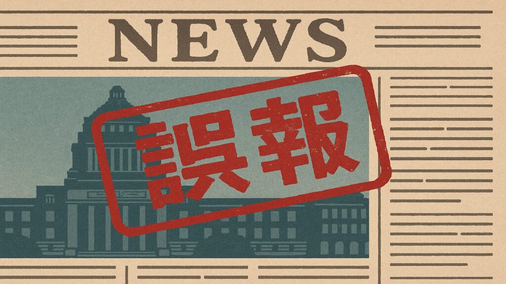 読売新聞の「石破首相退陣」誤報を象徴する新聞と首相官邸のイラスト