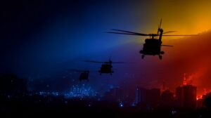 2026年1月3日、米軍によるベネズエラ・カラカスでの軍事作戦を象徴するイメージ。マドゥロ大統領拘束作戦の夜景